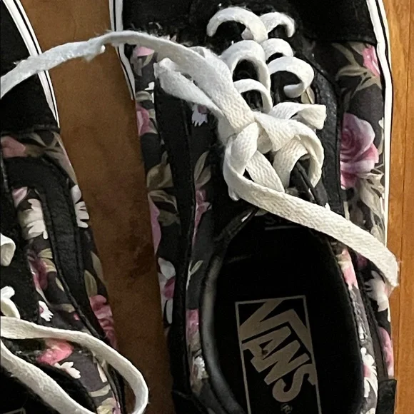 Vans Black and Pink Floral Shoes - Picture 2 of 8